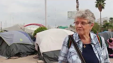 Sr. Mary Alice McCabe at the refugee camp in Matam...
