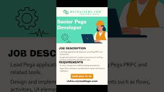 Senior Pega Developer job hiring #job #opening #softwaredeveloper #softwareengineer #hiringnow