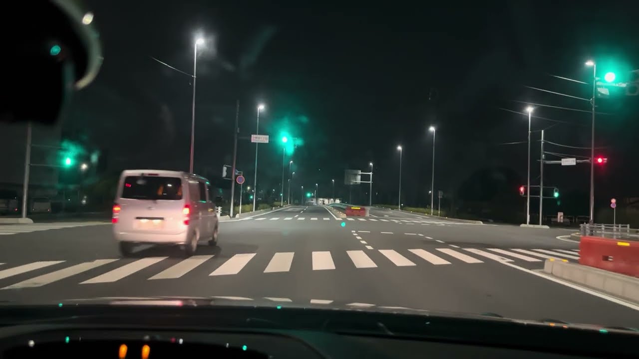 Driving in SAITAMA Service road at night for sleep,work,study (rear camera)
