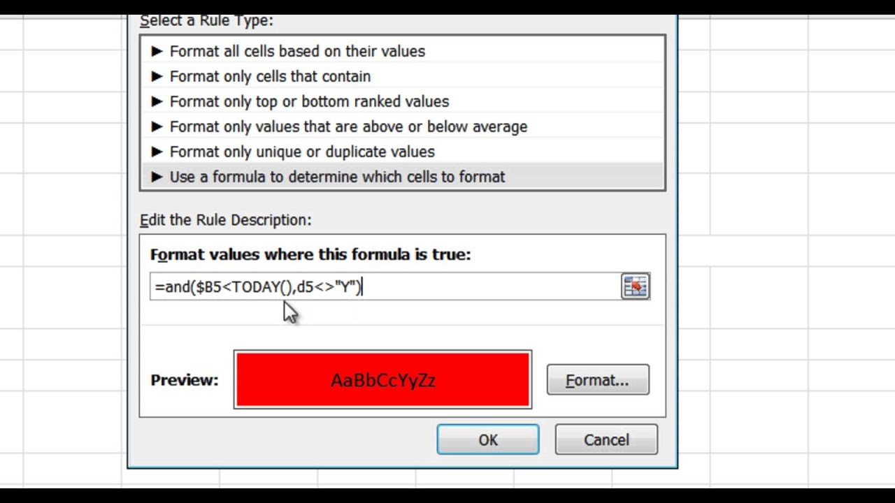 Excel conditional formatting dates overdue