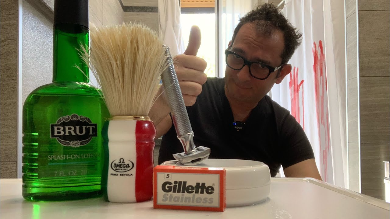 Gillette R41 Mulhe R41 - Gillette Stainless - Soap test - Omega 48 ITA - BRUT splash ...