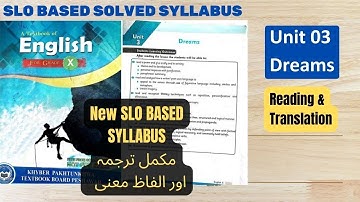 📚Unit 03 - DREAMS :Translation |10th Class English| KPK Boards |SLO Based Learning