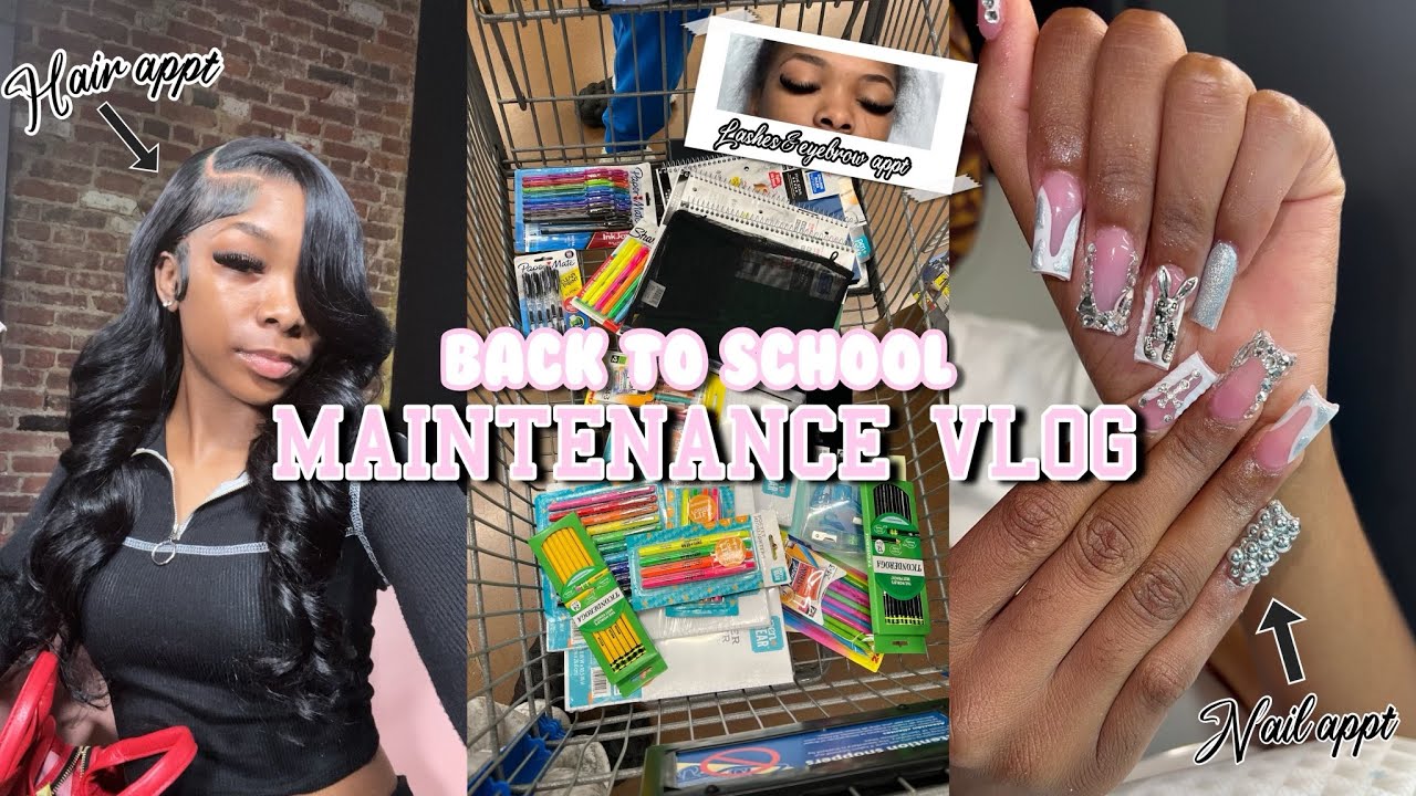 BACK TO SCHOOL MAINTENANCE/ PREP VLOG | school supplies shopping, hair, nails eyebrows & lashes
