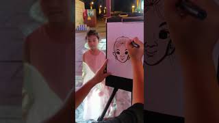 Little Girl Caricature Drawing | Cute Cartoon Portrait Art Process 👧 | #drawing #pencildrawing