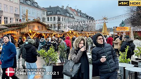 Christmas 2021🇩🇰Copenhagen Denmark / 4K-HDR walking tour, Christmas shopping, Christmas Food #jul