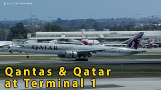 Qantas, Qatar & Sky Reward Global bizjet at Perth Airport.