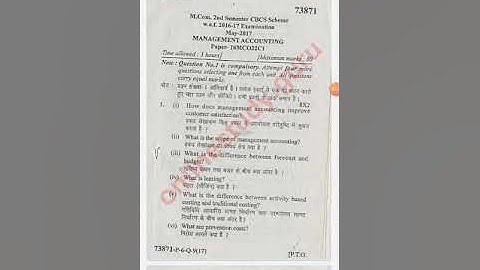 Management Accounting (2017) MDU M.Com 2nd Semester