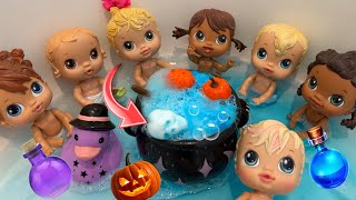 Baby alive crib life dolls Swimming in the Bath 🛁 Halloween 🎃 bath making potions 🧪 pretend play
