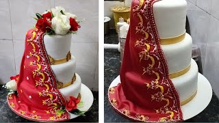 Most Beautiful Saree Ceremony Cake Design|Saree Wedding Cake |Saree Engagement Cake With Fondant