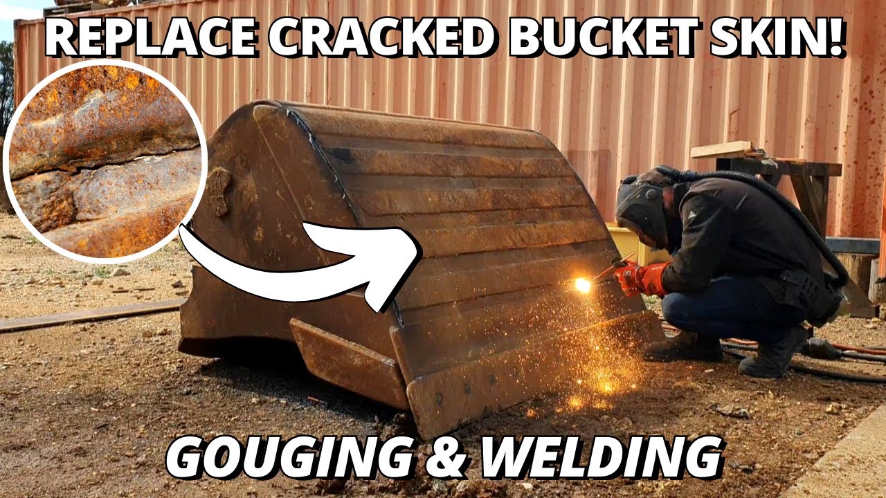 Replace CRACKED Excavator Bucket Skin Gouging & Welding YouTube