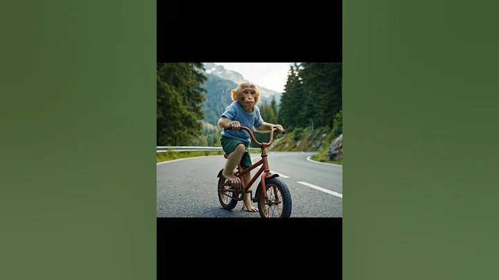 Adorable Monkey Riding a Bicycle on a Mountain Road | Funny Animal Moments