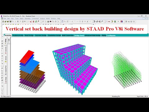 Vertical set back building design by STAAD Pro V8i Software - YouTube