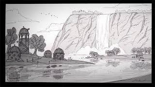 How to Draw a Waterfall City (with narration)