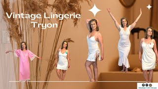 Vintage Sexy Sheer Nylon Lingerie Tryon Haul Full Slip Chemise Nightgown's Vanity Fair 80s