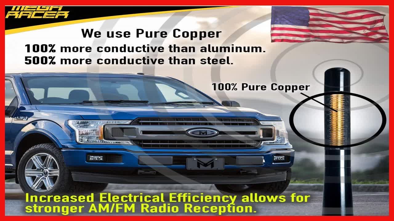 Mega Racer 5" 127 mm Carbon Fiber Polished Finish Black Short Automotive Antenna