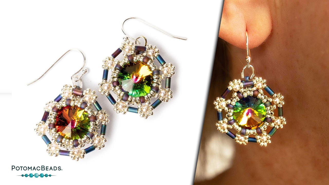 Bugle Bezel Crystal Earrings - DIY Jewelry Making Tutorial by PotomacBeads