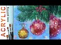 "Christmas & holly leaves" How to paint 🎨ACRYLIC DEMO tutorial for beginners