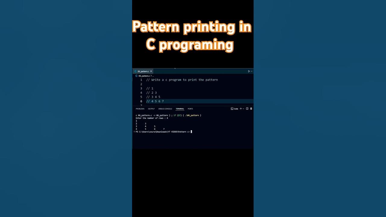 Printing pattern using C programing #shorts #trending #coding # ...