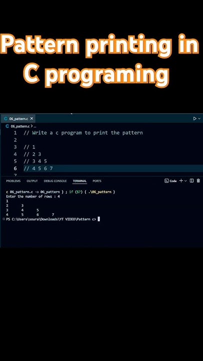 Printing pattern using C programing #shorts #trending #coding # ...
