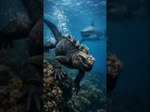 الإغوانا البحرية سحلية تشبه الجودزيلا وقادرة على الغوص 30 متر   
