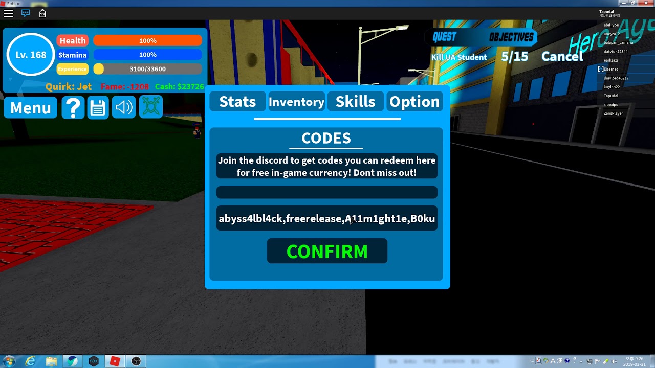 Roblox My Hero Mania Codes | StrucidCodes.org