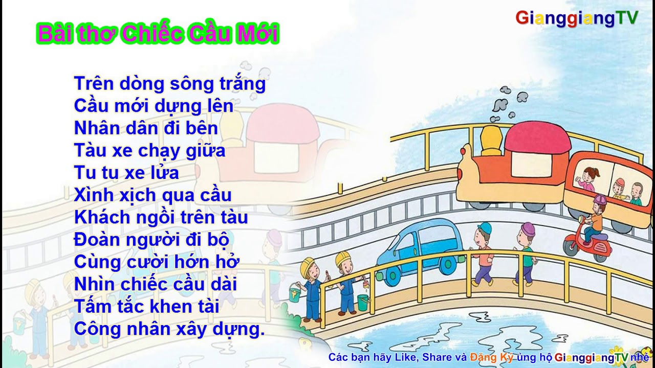 Bài thơ Chiếc cầu mới - Thơ Mầm Non [ GianggiangTV ] - YouTube