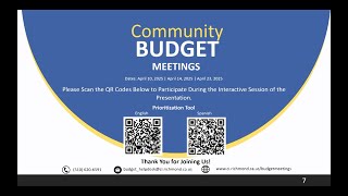 City of Richmond Community Budget Meeting 4/23/2025
