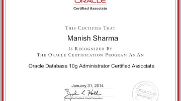 First look: ORACLE CERTIFIED ASSOCIATE (OCA) CERTIFICATE  - ORACLE DATABASE ADMINISTRATOR