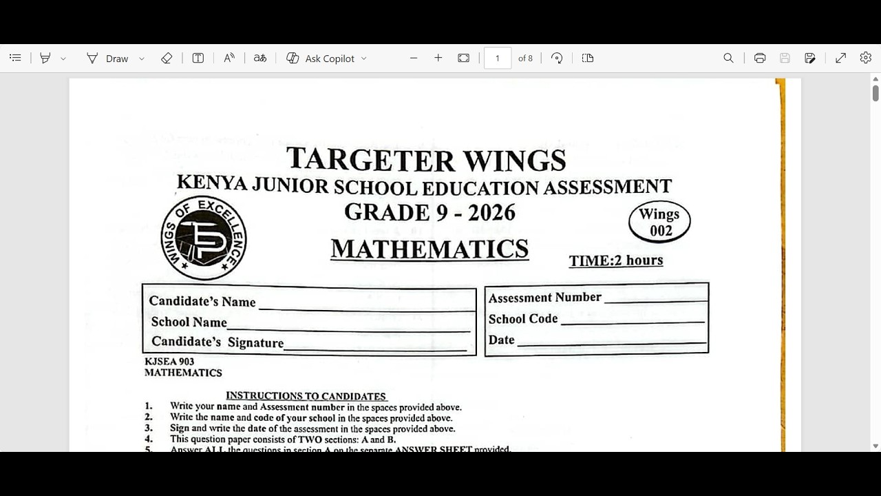 TARGETER WINGS MATHS 002, KJSEA 2026 PREPARATIONS