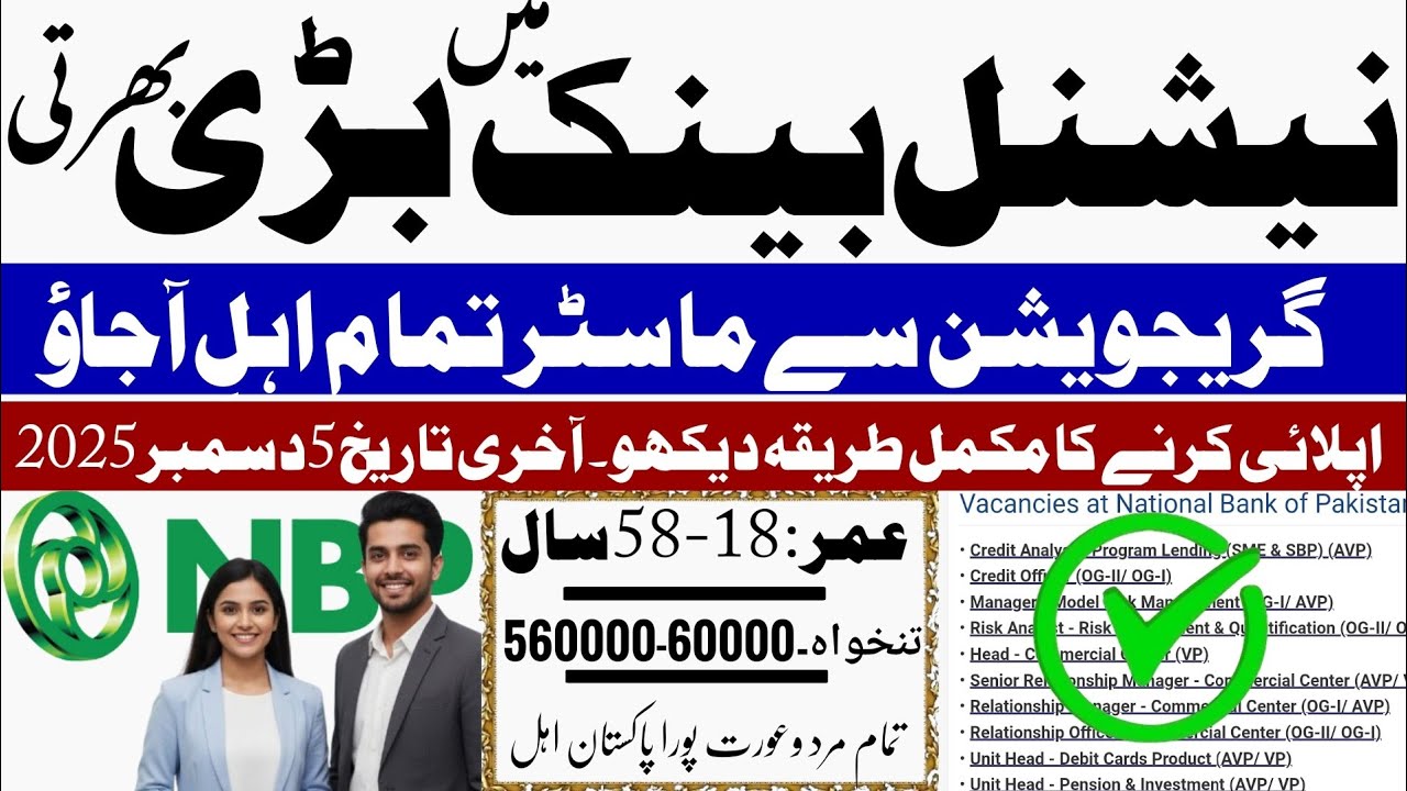 NBP Jobs 2025 | National Bank of Pakistan Latest Vacancies | Apply Online Before 5 December