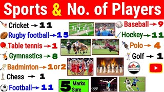 Sports And No of players ! short trick  MCQs all Games number of players #rht#physicaleducation