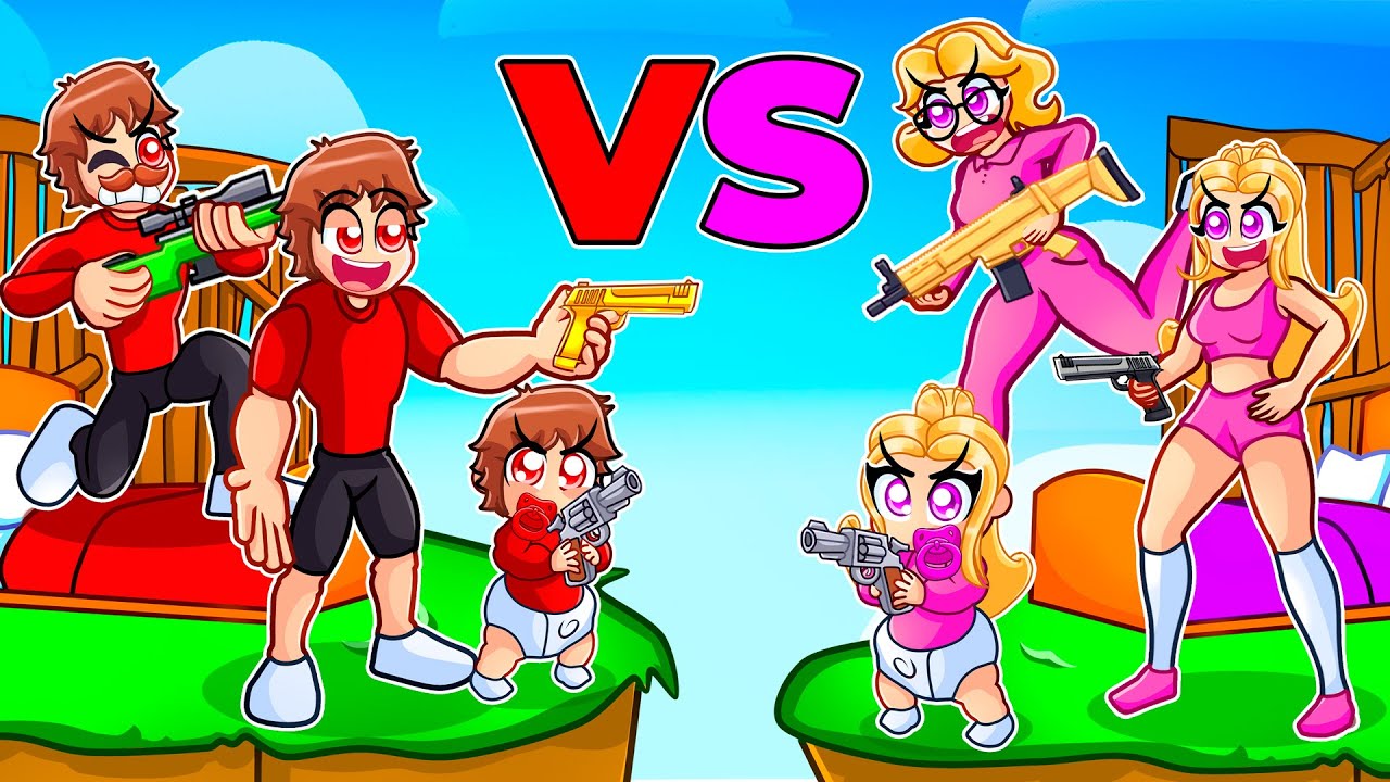 Семья Теки против семьи Эммы в Fortnite Bed Wars...