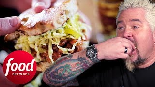 Guy Fieri Is Impressed By How Outstanding This Hot Mushroom Sandwich Is | Diners, Drive-Ins & Dives