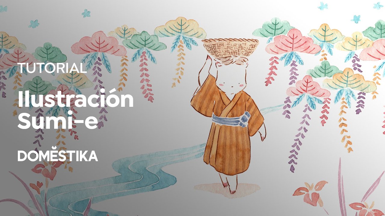 TUTORIAL Ilustración Pinceladas Japonesas Sumie Flor Kaneshiro