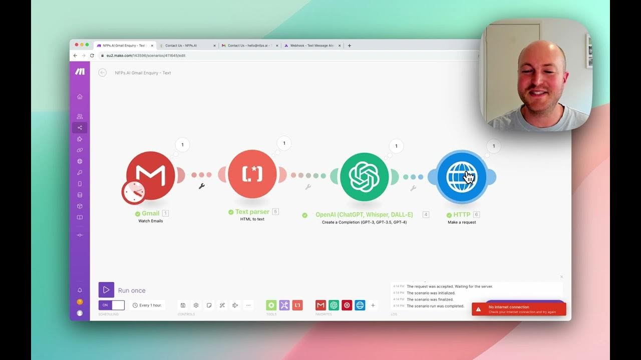 Make email to text message in active pieces youtube