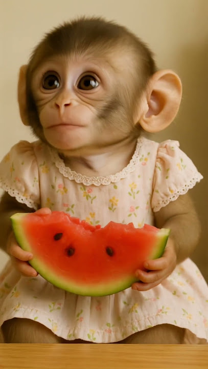 Cute Monkey Eats Watermelon and Giggles! 🍉🐵😂