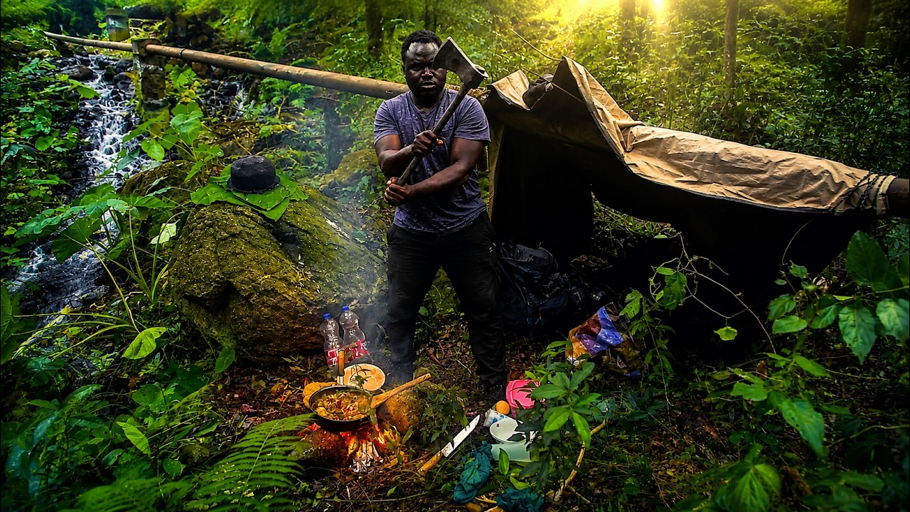 Alone in the Deep Forest | Building a Survival Shelter & Hunting for ...