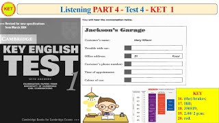 KET 1 Listening Part 4 Test 4 (Transcript + Key)