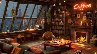 Cozy Coffee Shop & Rainfall Ambience ☕ Smooth Jazz Instrumental Music for Relaxing, Work, Focus