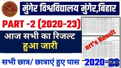 Munger University B.A Part 2 Result New Update Today | Munger University B.Com / B.A Part 2 Result
