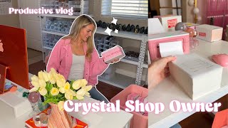 A day in the life of a small business owner - Crystal Shop - WFH productive vlog