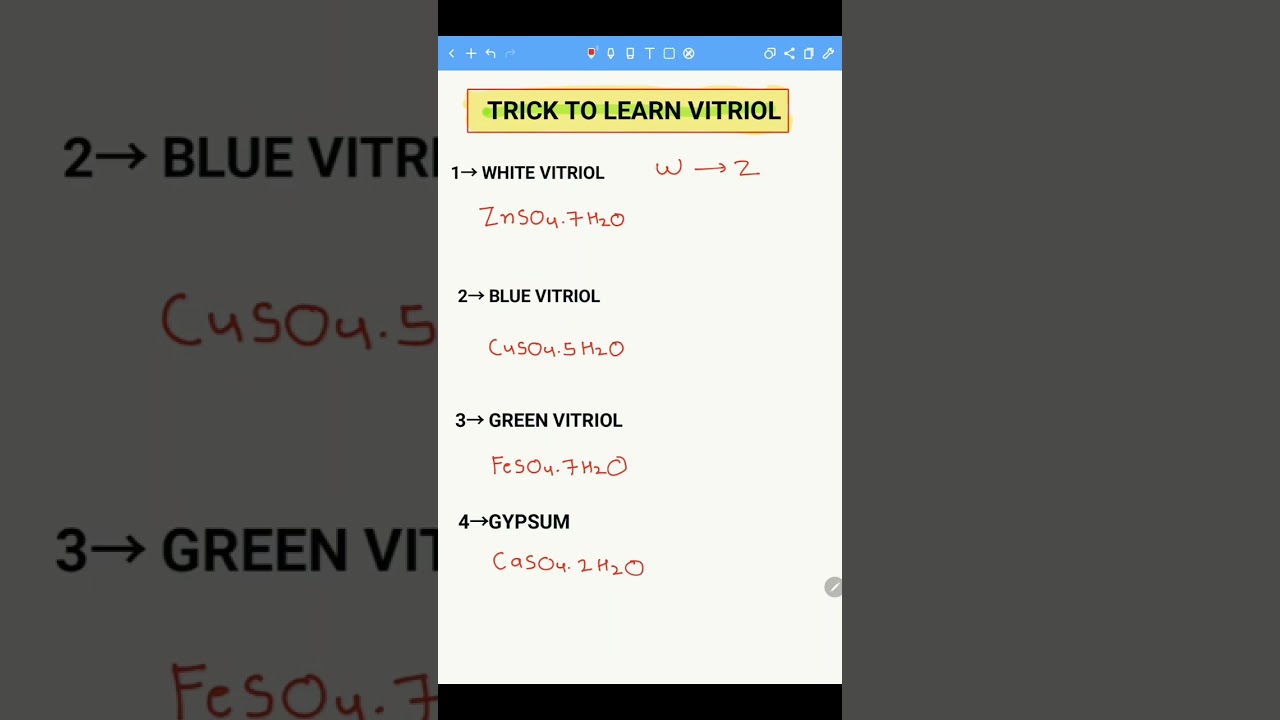 Trick To Learn Vitriol For Neet 2023|| Chemistry Trick|| 