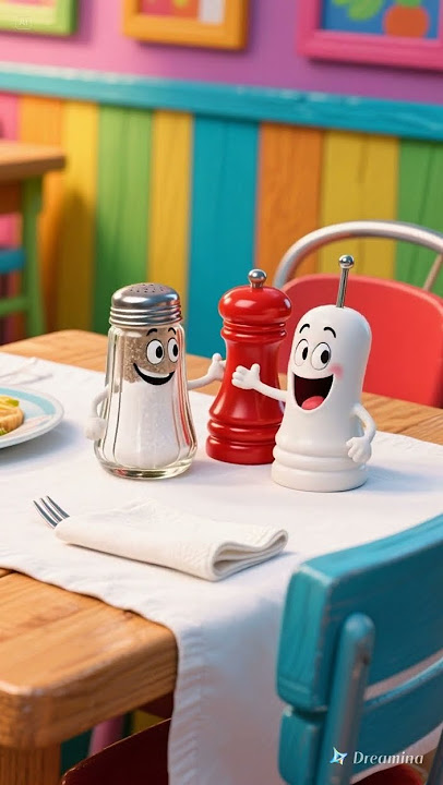 A salt shaker wants to joke with a pepper shaker