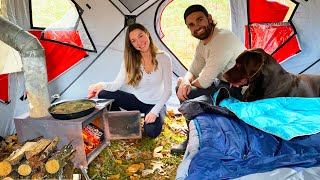 Insulated Tent Camping in Torrential Down Pour (Extreme Weather)