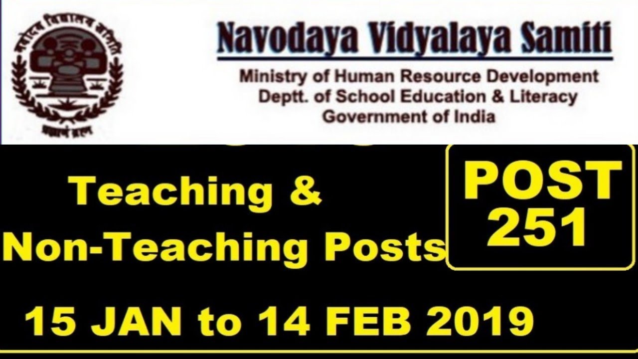 Navodaya Vidyalaya Samiti (NVS) Recruitment 2019 - Apply Online for Teaching & Non Teaching Posts