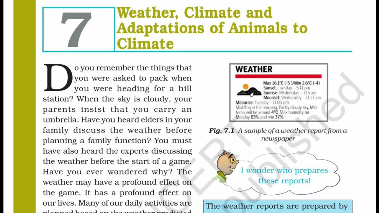 Cbse class 7 Science Chapter 7 Weather Climate & adaptations of animalsexp in Malayalam