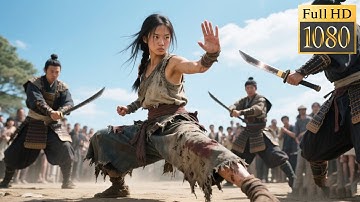 日本武士追殺柔弱女孩，殊不知女孩竟是功夫高手，以一敵十反殺所有武士！#抗日 #movie #drama