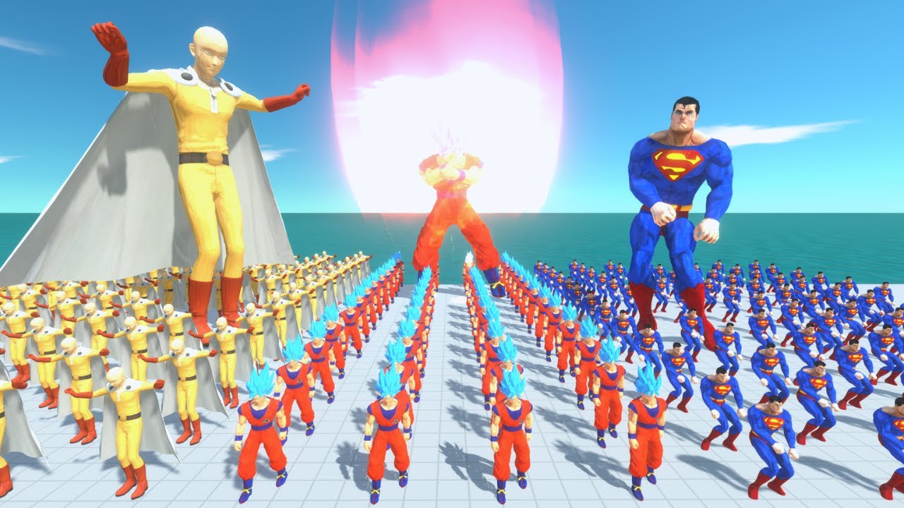 SON GOKU vs SAITAMA vs SUPERMAN - Animal Revolt Battle Simulator