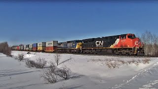 Rare! Ex CSX C40-8W On CN Q142 Intermodal, GECX 7351 Leased Power, CN Edson Sub