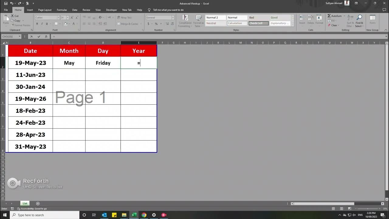 Excel interview question day month year in excel excel exceltips 